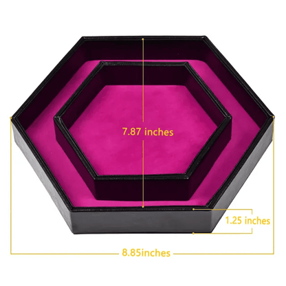 Hexagonal Dice Tray & Storage - Purple Felt