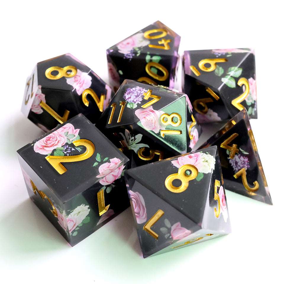 Floral Tsundere | Art Core Dice| 7 Piece Set - Tabletop Dominion