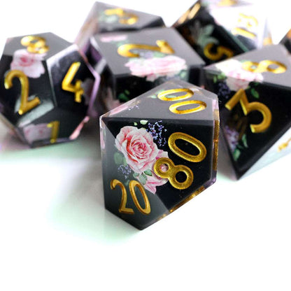 Floral Tsundere | Art Core Dice| 7 Piece Set - Tabletop Dominion