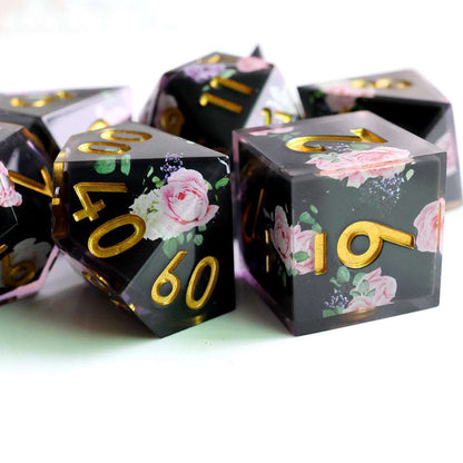 Floral Tsundere | Art Core Dice| 7 Piece Set - Tabletop Dominion