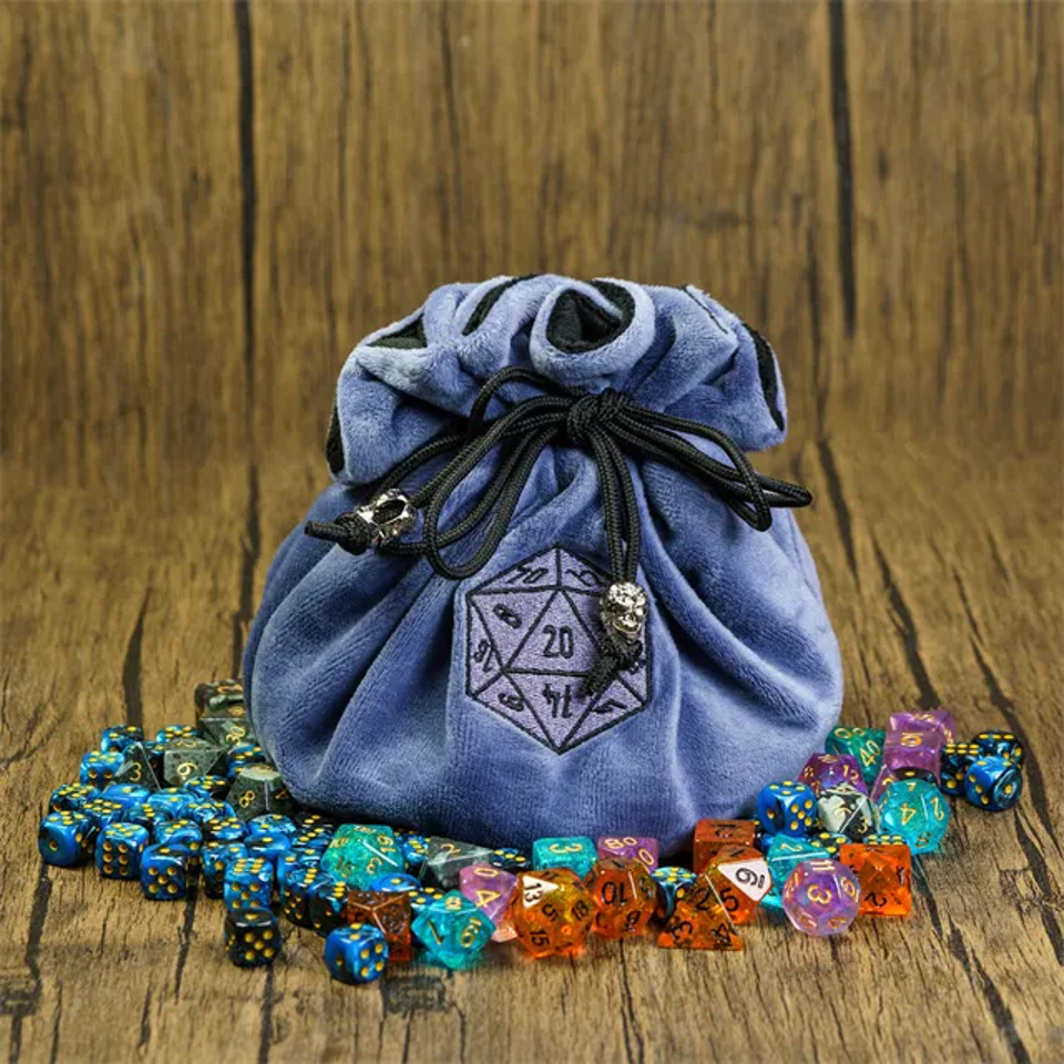 Velvet Vault | Super-Soft Large Dice Bag | Blue