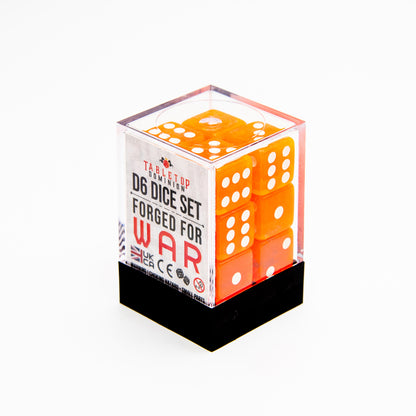 16mm D6 | Transparent Orange | Square Edge | 12 Pack