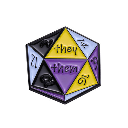 D20 They Them Pin Badge