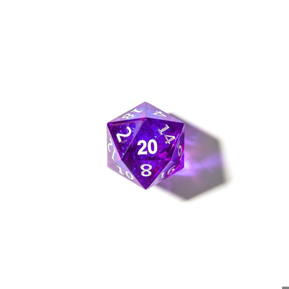 Purple | Holographic | Sharp Edge Resin Dice Set | Dungeons and Dragons | Pathfinder | DND Dice | Dice Set | Polyhedral Dice | RPG Dice Set