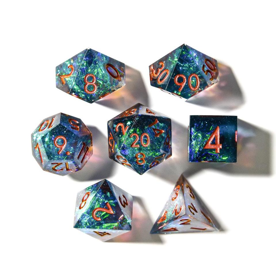 Cosmic Veil | Sharp Edge Dice | 7 Piece Set