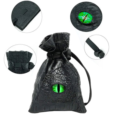 Green Dragon Eye Dice Bag | Green | Faux Leather | Dragonscale