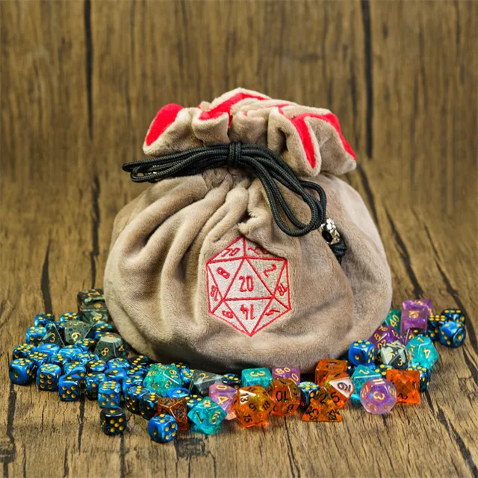 Velvet Vault | Super-Soft Large Dice Bag | Brown