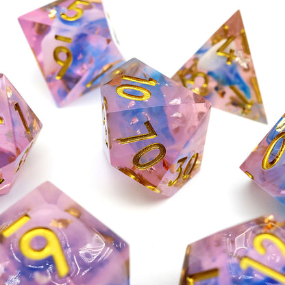 Unicorn Cream | Sharp Edge Dice | 7 Piece Set