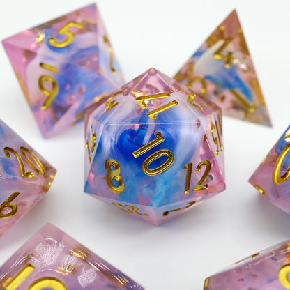 Unicorn Cream | Sharp Edge Dice | 7 Piece Set