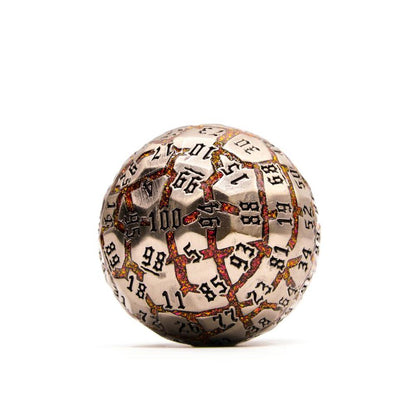 Metal Cracked D100 | Antique silver | Red