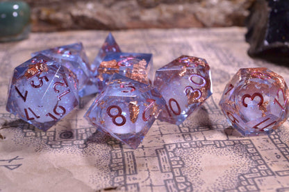 Light Purple Large Chonk Liquid Core D20 DnD Dice With Metallic Numbering - Big D20 - Sharp Edge Resin -  For Dungeons and Dragons