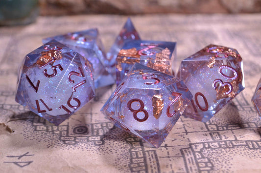 Light Purple Large Chonk Liquid Core D20 DnD Dice With Metallic Numbering - Big D20 - Sharp Edge Resin -  For Dungeons and Dragons