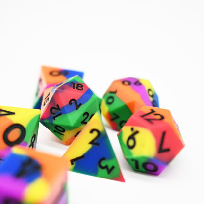 Psychedelic Squish Rocks | Silicone Dice | 7 Piece Set