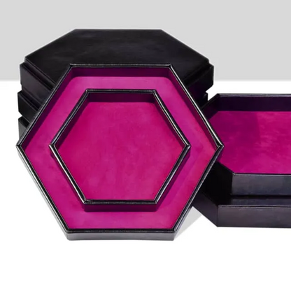 Tray of Fates | Hexagonal Dice Tray | Purple Felt