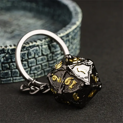 Keyring | Black/Gold | Metal D20