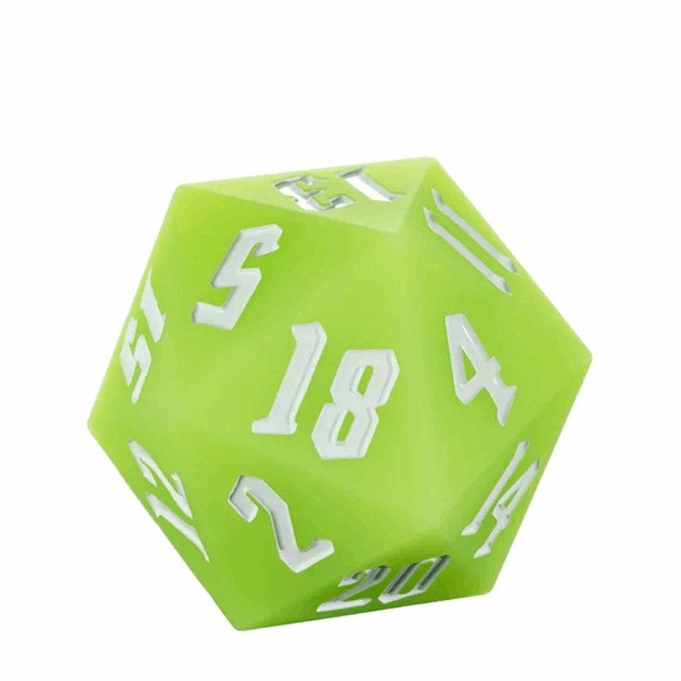 Jester's Bounce | 55mm Luminous D20 Silicone | Green - Tabletop Dominion