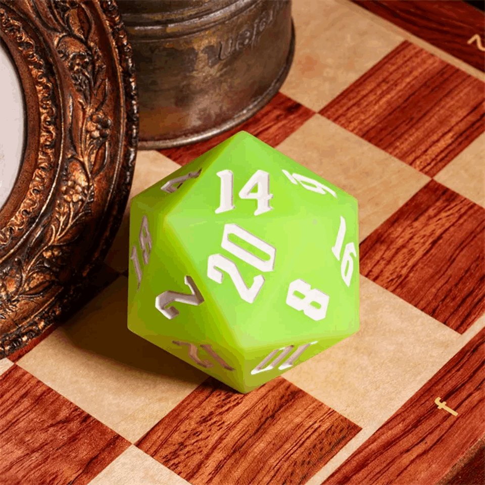 Jester's Bounce | 55mm Luminous D20 Silicone | Green - Tabletop Dominion