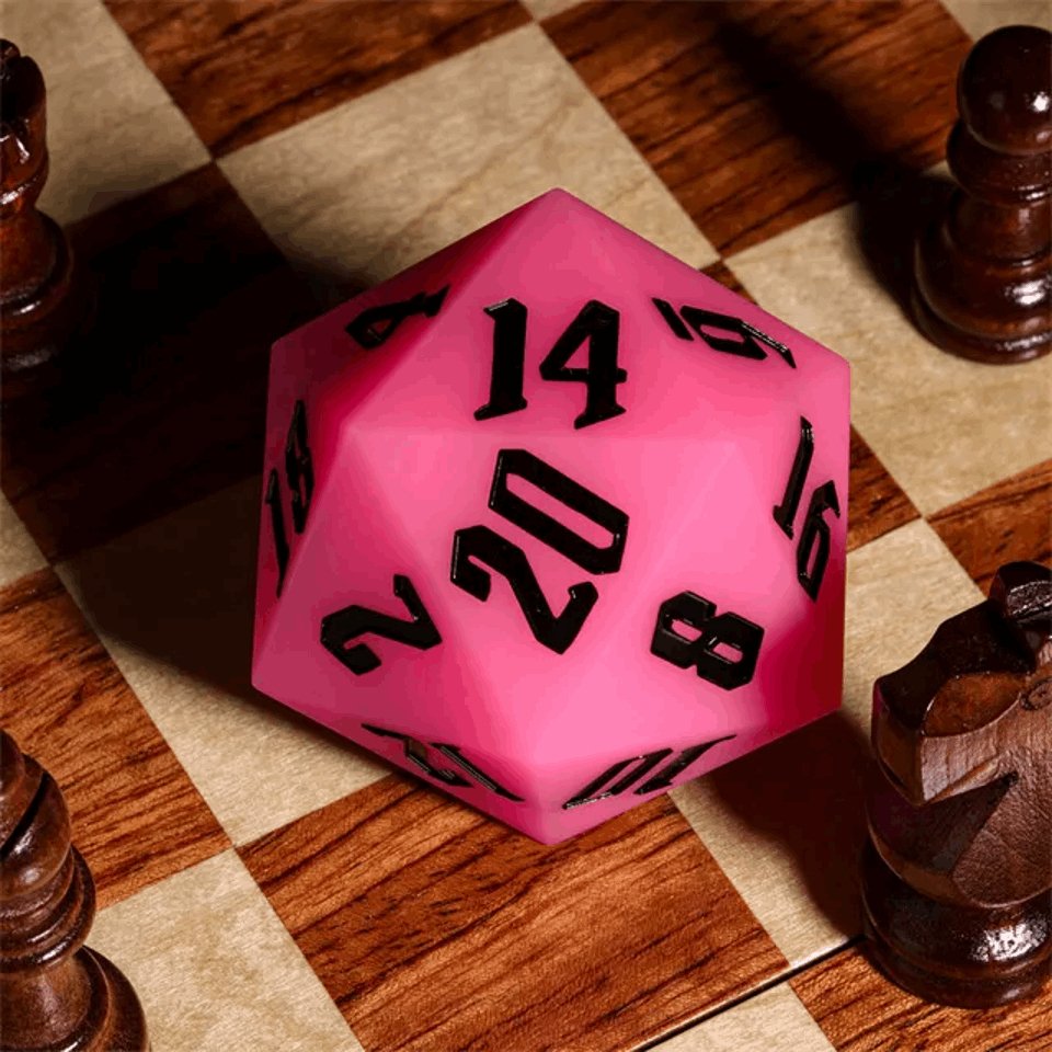 Jester's Bounce | 55mm Luminous D20 Silicone | Pink - Tabletop Dominion