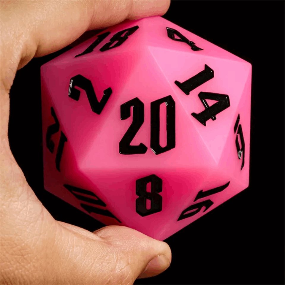 Jester's Bounce | 55mm Luminous D20 Silicone | Pink - Tabletop Dominion