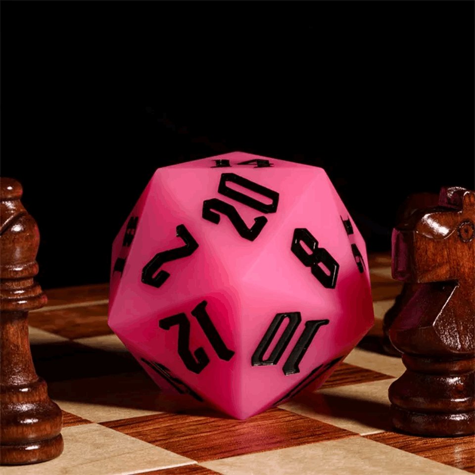 Jester's Bounce | 55mm Luminous D20 Silicone | Pink - Tabletop Dominion