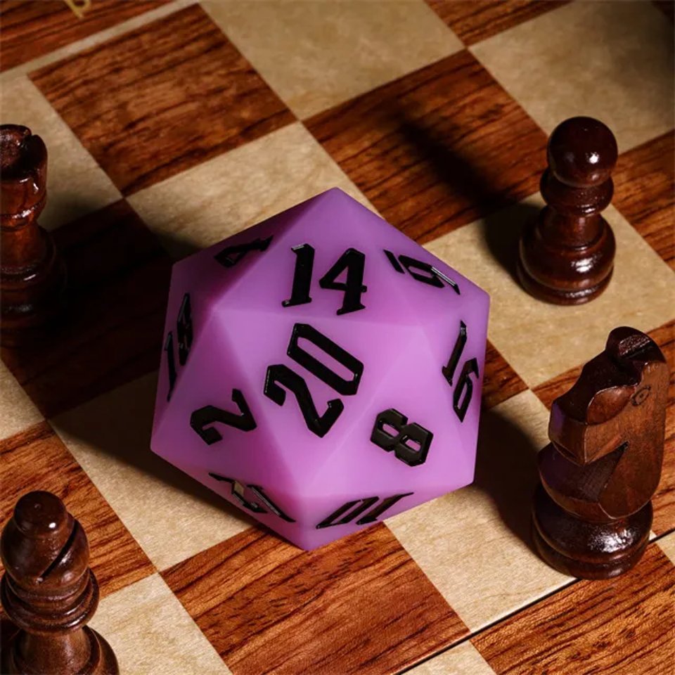 Jester's Bounce | 55mm Luminous D20 Silicone | Purple - Tabletop Dominion