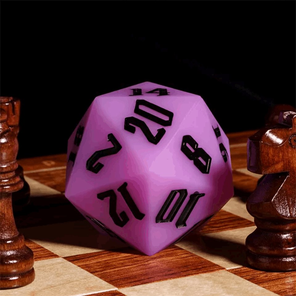 Jester's Bounce | 55mm Luminous D20 Silicone | Purple - Tabletop Dominion