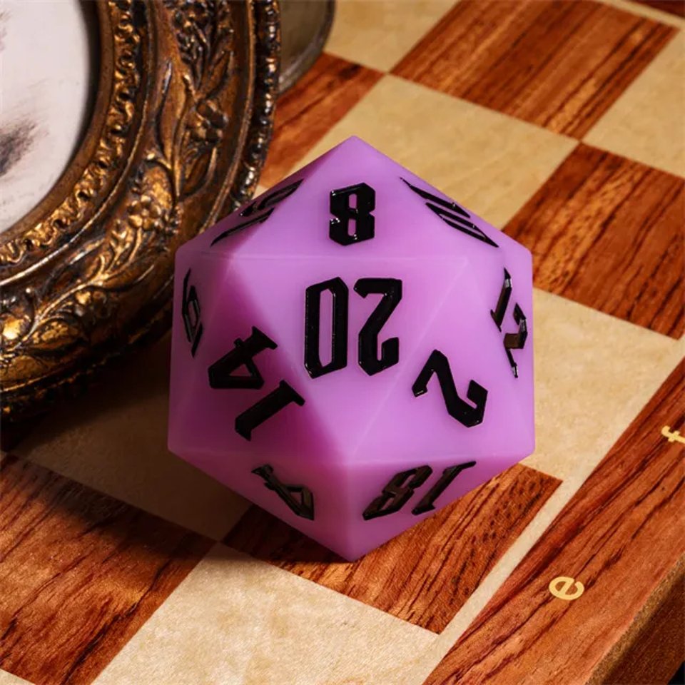 Jester's Bounce | 55mm Luminous D20 Silicone | Purple - Tabletop Dominion