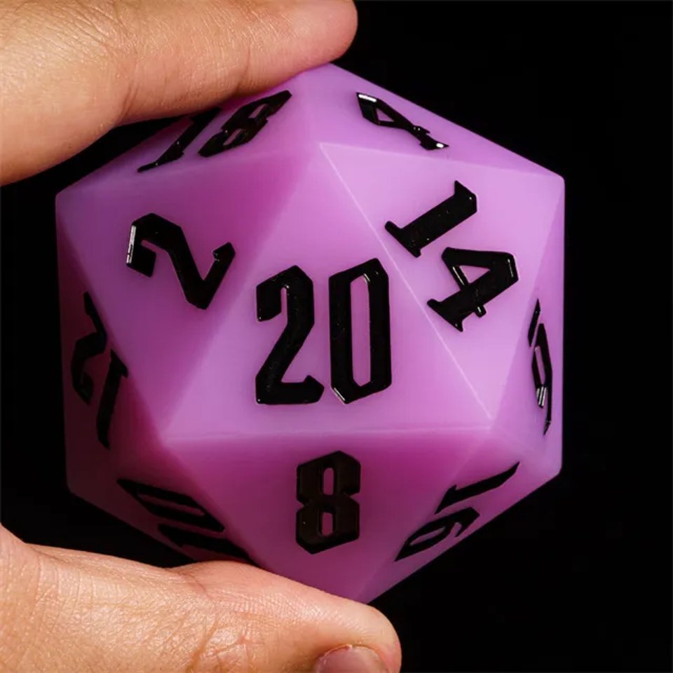 Jester's Bounce | 55mm Luminous D20 Silicone | Purple - Tabletop Dominion