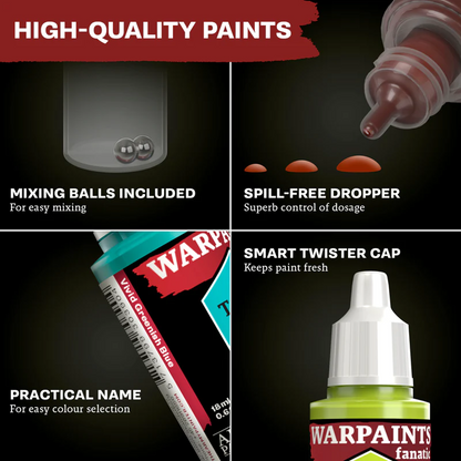 Images of the packaging and included items within the The Army Painter | Warpaints Fanatic Metallics Paint Set product