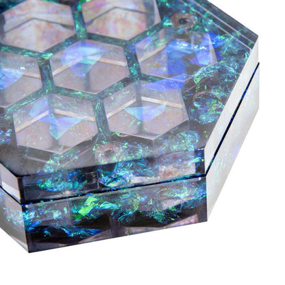 Azure Sparkle | Hexagonal Resin Dice Box