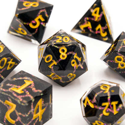 Shifting Sands |  Red & Gold Colour Shift  | 7 Piece  Dice Set