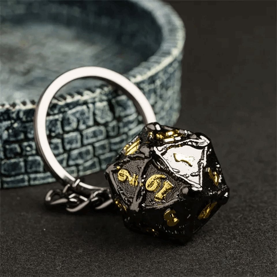 Keyring | Black/Gold | Metal D20 - Tabletop Dominion