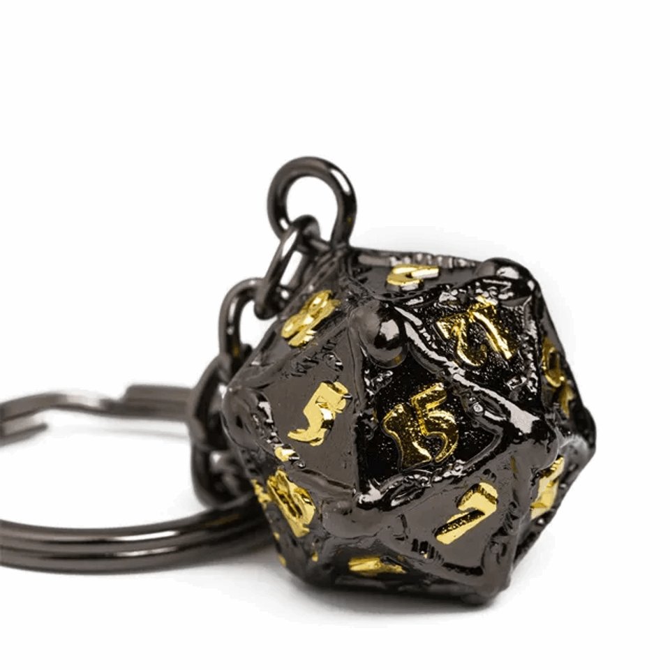 Keyring | Black/Gold | Metal D20 - Tabletop Dominion