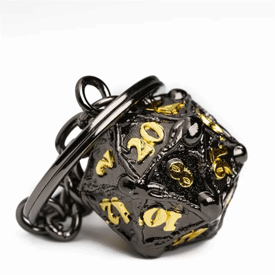 Keyring | Black/Gold | Metal D20 - Tabletop Dominion