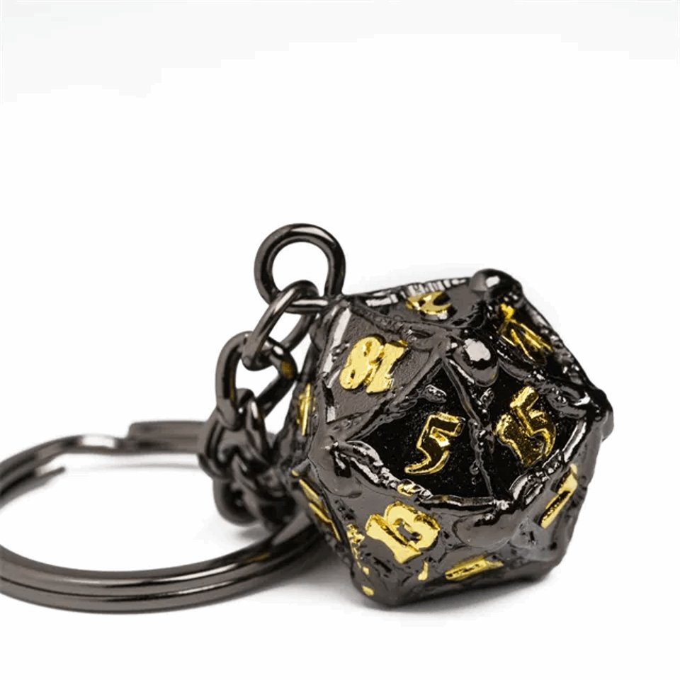 Keyring | Black/Gold | Metal D20 - Tabletop Dominion