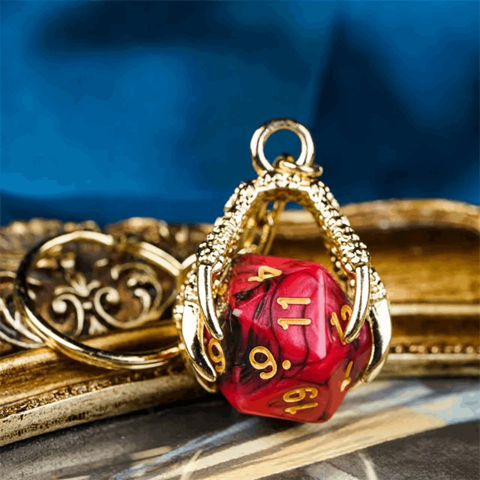 Keyring | Gold Claw | Red & Black - Tabletop Dominion