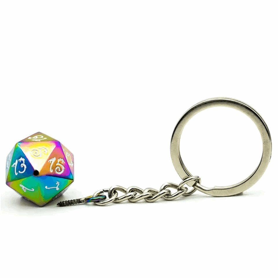 Keyring | Rainbow Metal | Polished D20 - Tabletop Dominion