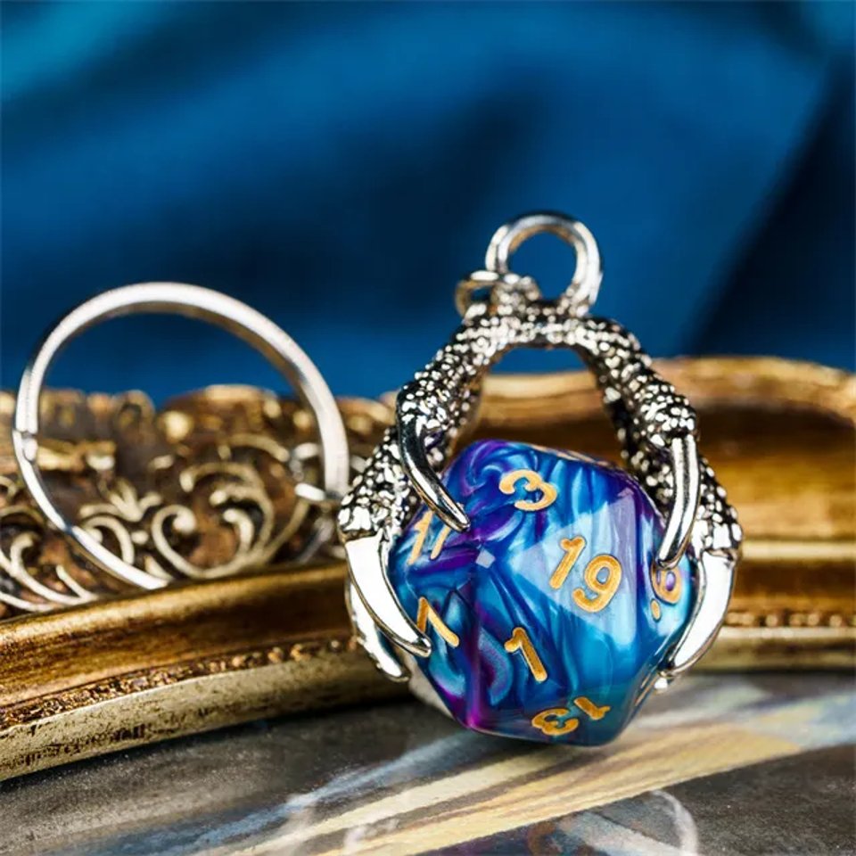 Keyring | Silver Claw | Blue - Tabletop Dominion