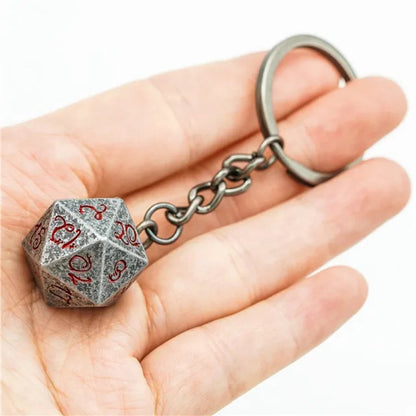 Keyring | Stone Effect | Metal D20 - Tabletop Dominion