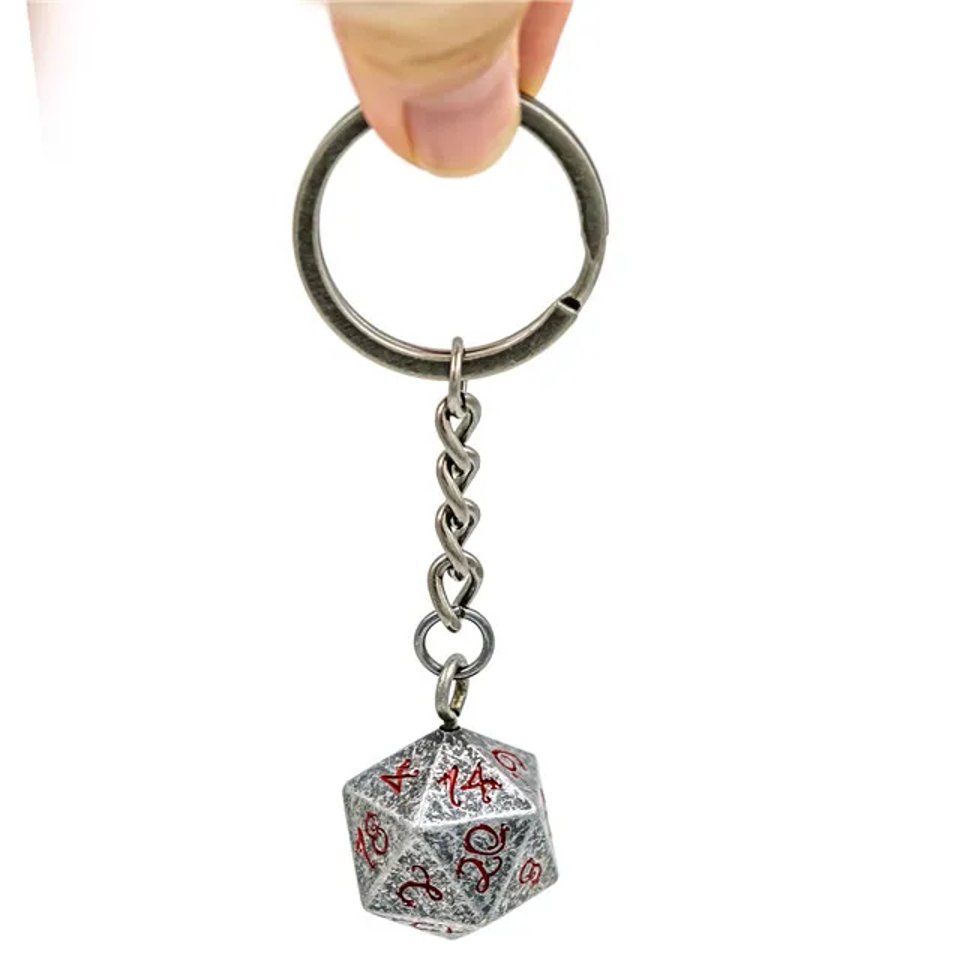 Keyring | Stone Effect | Metal D20 - Tabletop Dominion