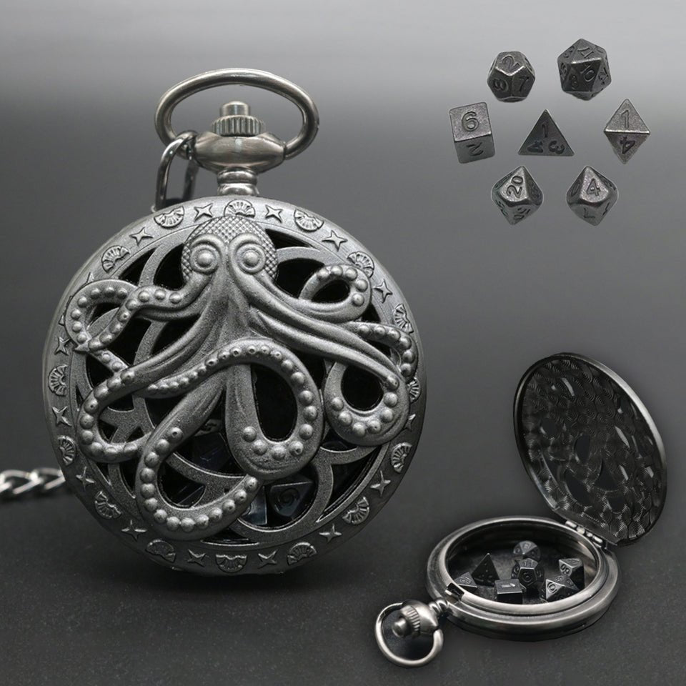 Kraken's Keepsake | Pocket Watch Case | Ancient Silver - Tabletop Dominion