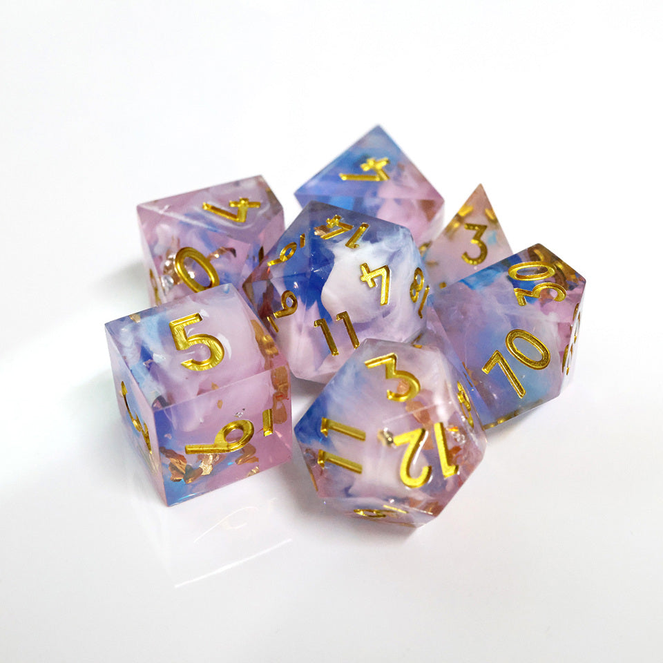 Unicorn Cream | Sharp Edge Dice | 7 Piece Set