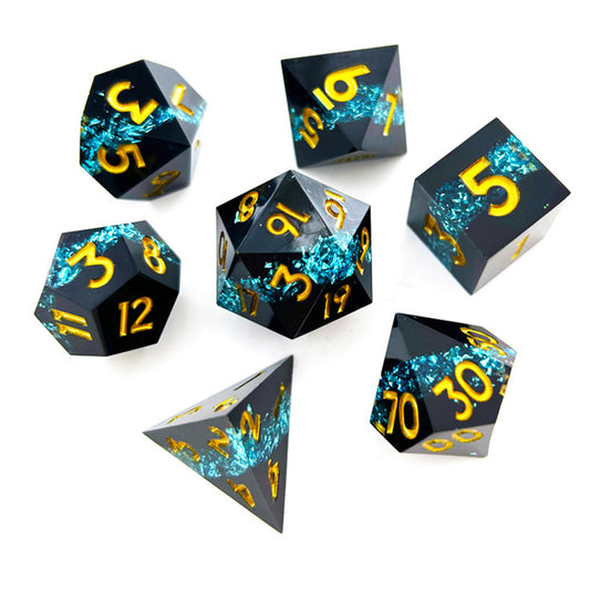 Midnight Sapphire | Sharp Edge Dice | 7 Piece Set