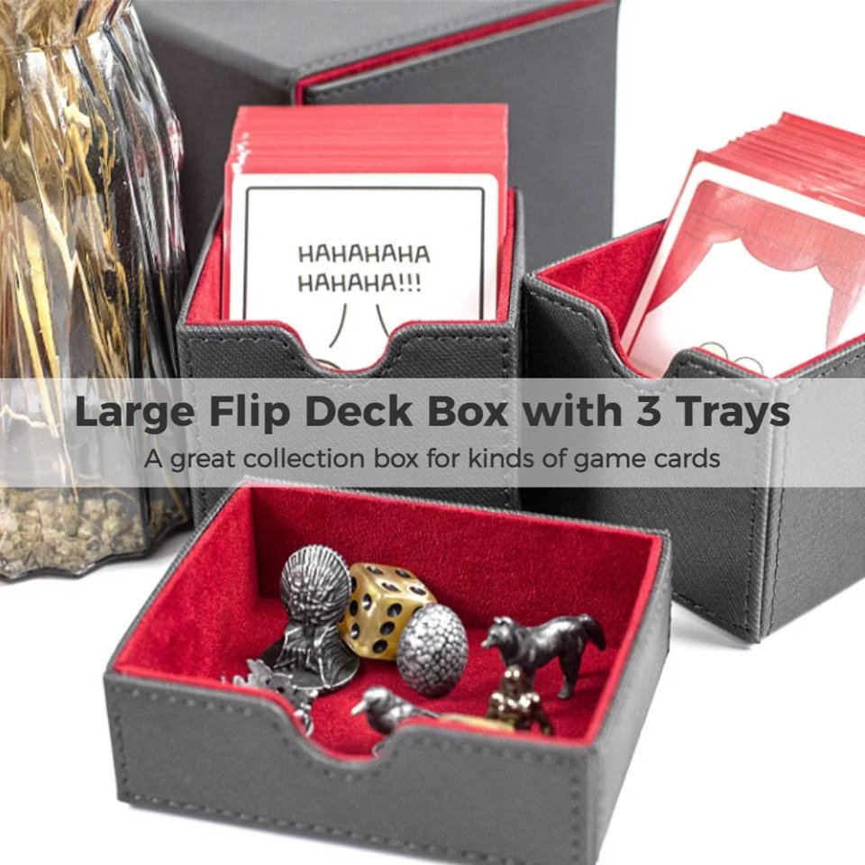 Large Card Deck Holder | Black & Red - Tabletop Dominion