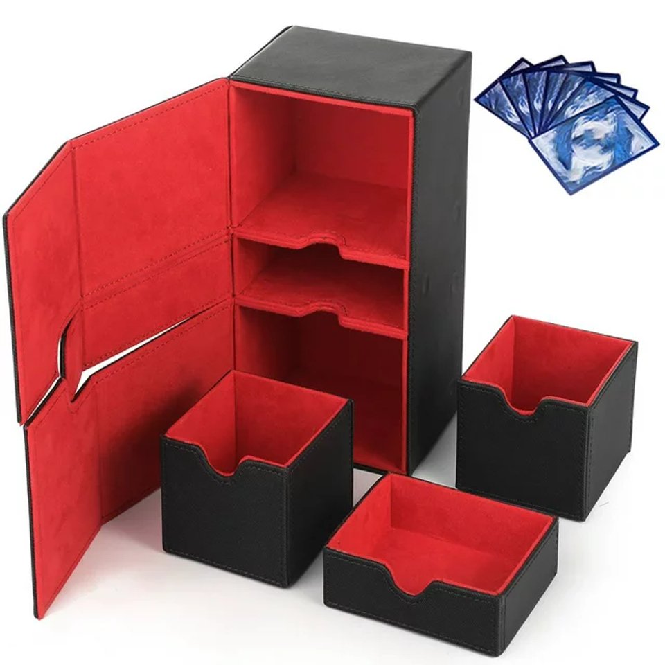 Large Card Deck Holder | Black & Red - Tabletop Dominion