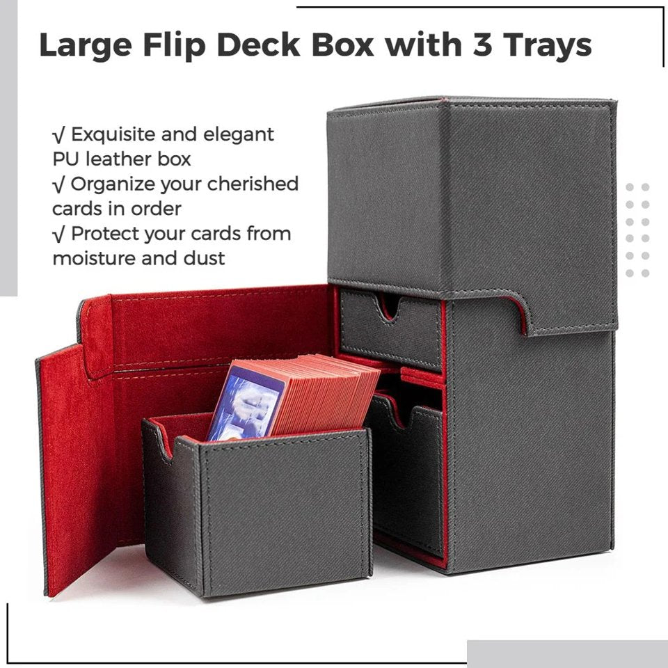 Large Card Deck Holder | Black & Red - Tabletop Dominion