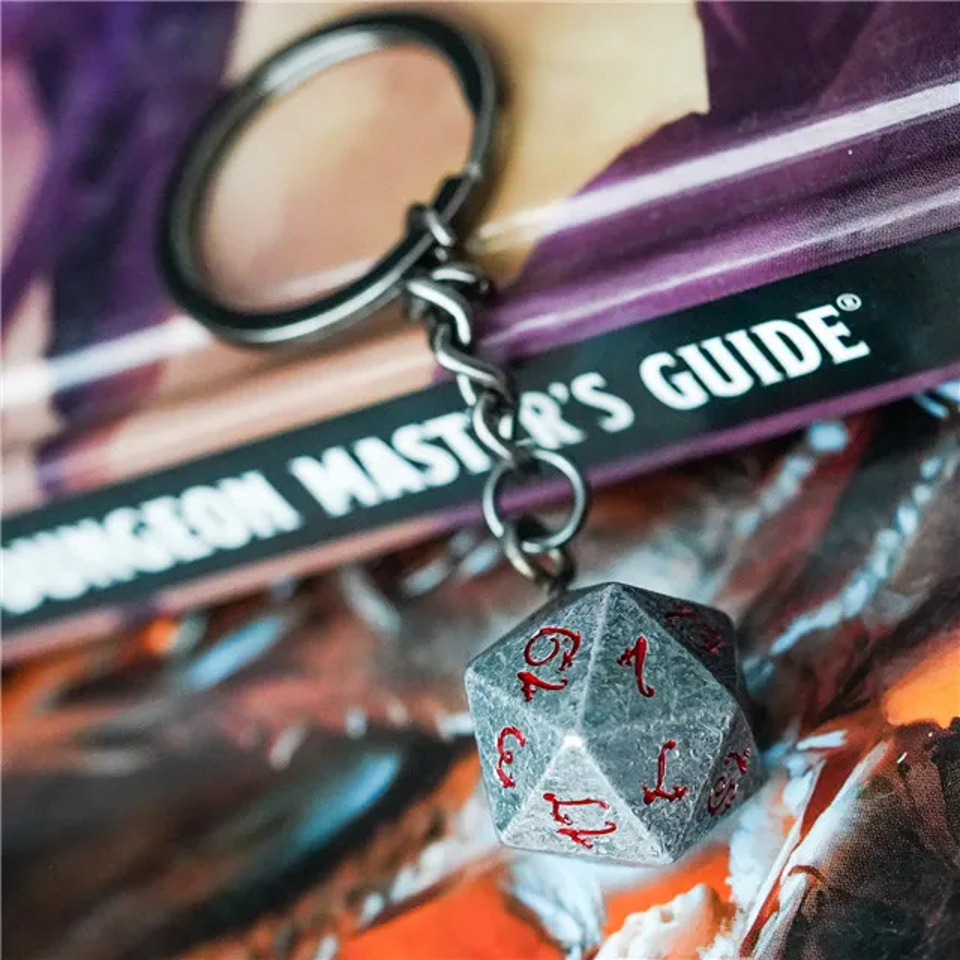 Keyring | Stone Effect | Metal D20