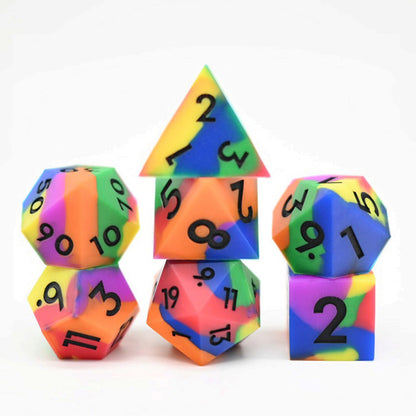 Psychedelic Squish Rocks | Silicone Dice | 7 Piece Set