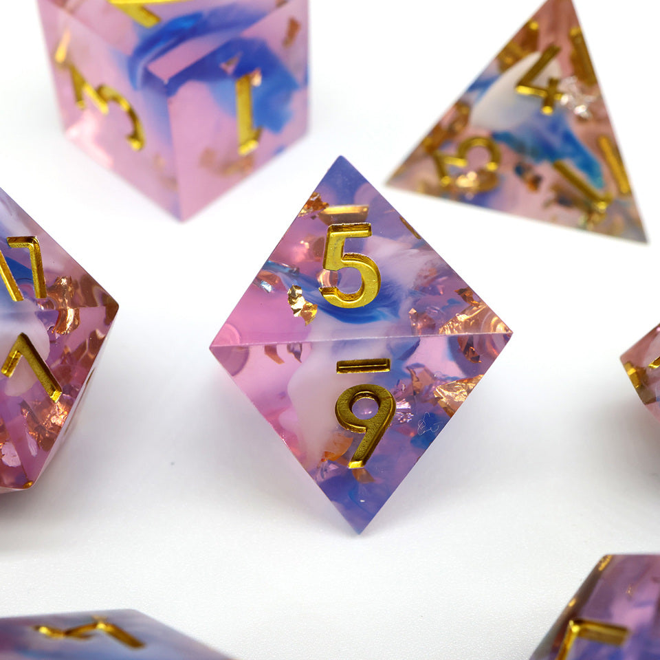 Unicorn Cream | Sharp Edge Dice | 7 Piece Set