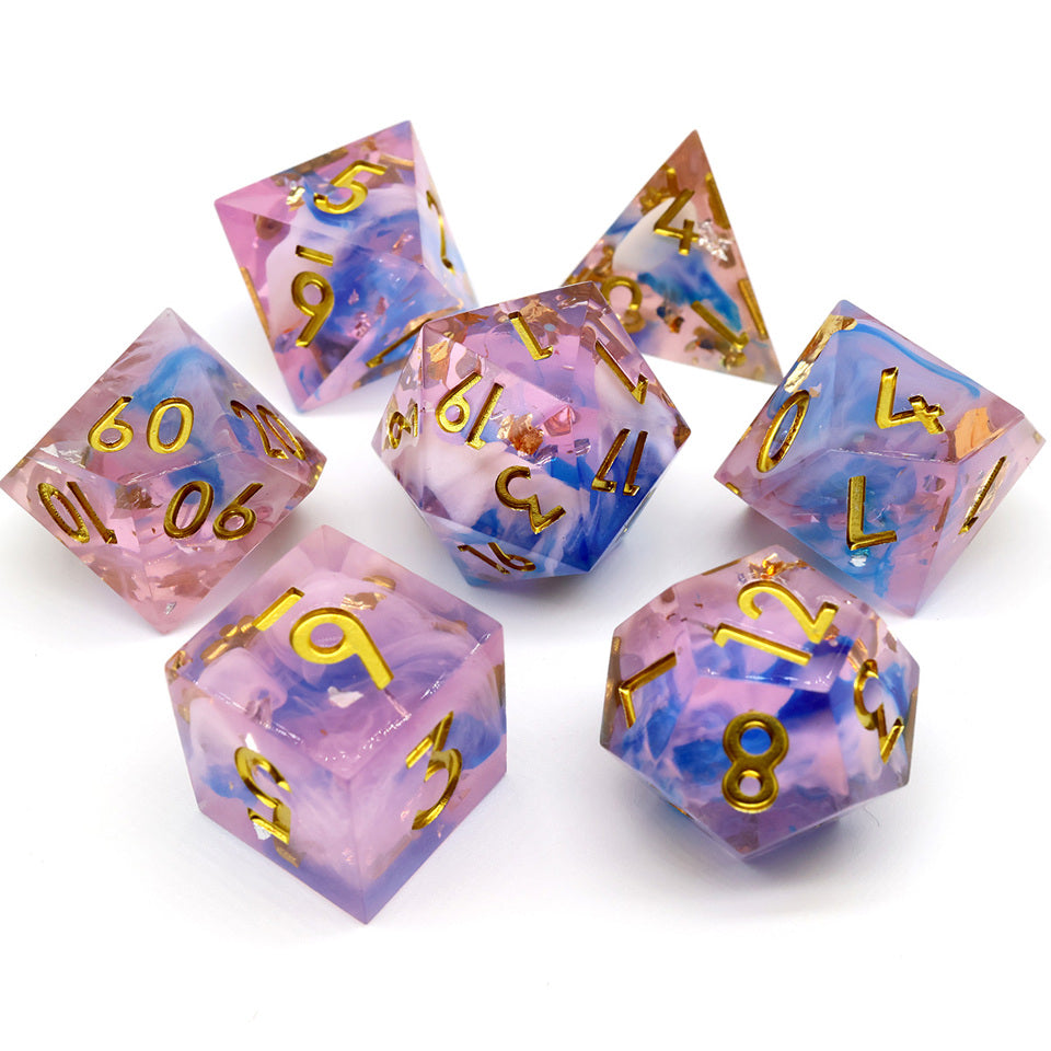 Unicorn Cream | Sharp Edge Dice | 7 Piece Set